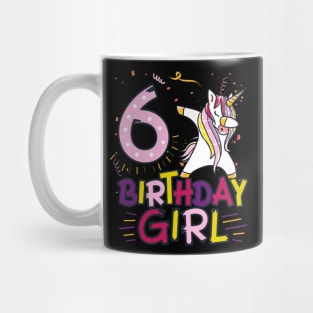 Funny Birthday Gift 6 year old Girl Dabbing Unicorn T-Shirt Mug